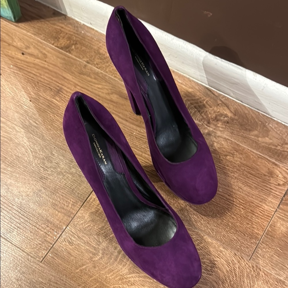 Donna Karan Purple Suede Heels